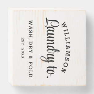 Laundry Wash – Minimalist Black & White Printable Wooden Box Sign