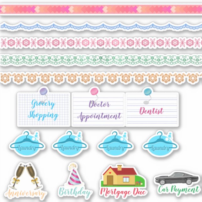 Laundry, Washi and More Decorative Planner Sticker (Front)