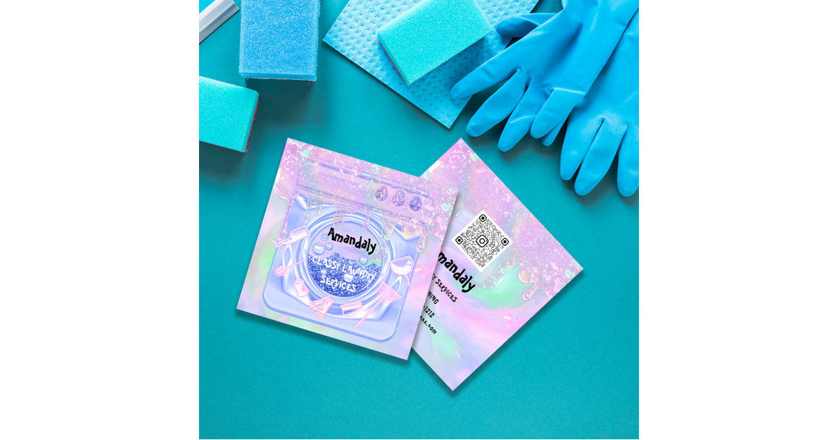 Qr Code Hand Washing Laundry Washing Cleaning Service QR Code Logo Square Business Card | Zazzle