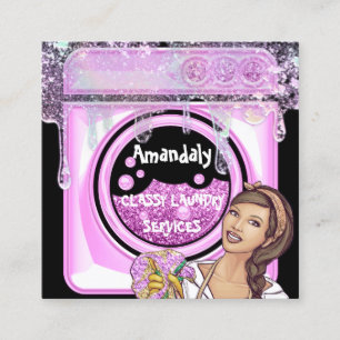 Laundry Washing Cleaning Service QR Code Soap Square Business Card
