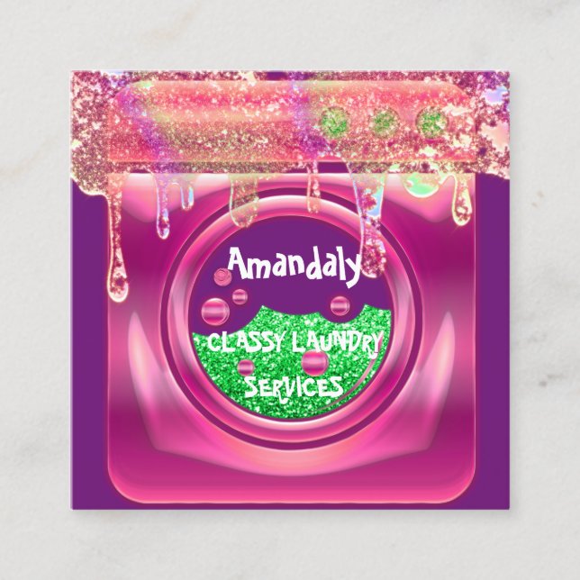 Laundry Washing Machine Home Cleaning QR Code Soap Square Business Card (Front)