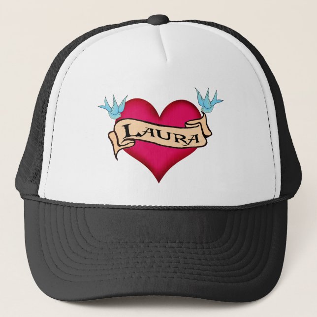 Laura - Custom Heart Tattoo T-shirts & Gifts Trucker Hat (Front)