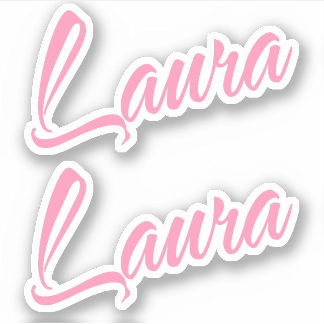 Laura Decorative Name in Pink x2 Sticker (Front)