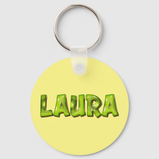 Laura Name Kiwi Design Schlüsselanhänger Keychain (Front)
