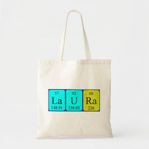 Laura periodic table name tote bag
