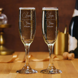 Laura & Steven Custom Champagne Flutes
