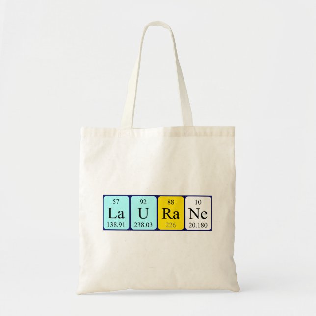 Laurane periodic table name tote bag (Front)