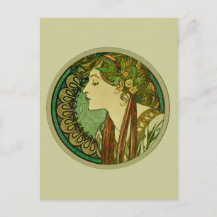 Laurel, Alphonse Mucha Fine Art Nouveau Postcard