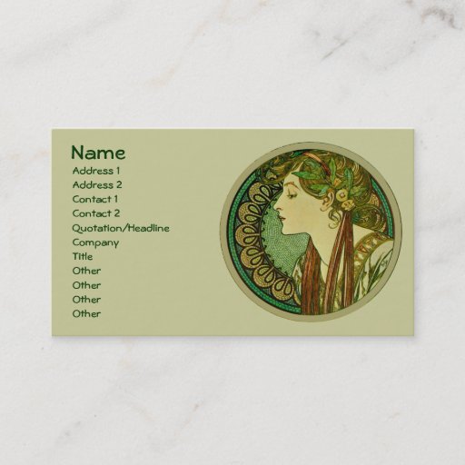 Customizable Laurel, Alphonse Mucha Vintage Art Nouveau Business Card