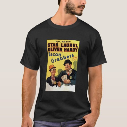 Laurel and Hardy Bacon Grabbers Movie Poster Cl T_Shirt