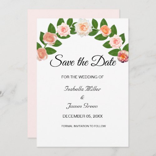 Laurel and Roses Wedding Save the Date Invitation