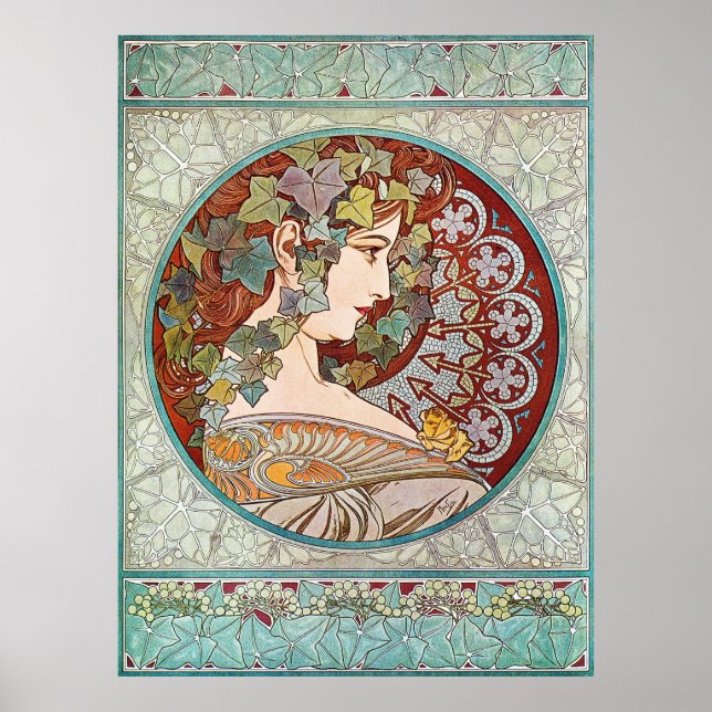 Laurel, Art Nouveau Illustration by Alphonse Mucha Poster (Front)