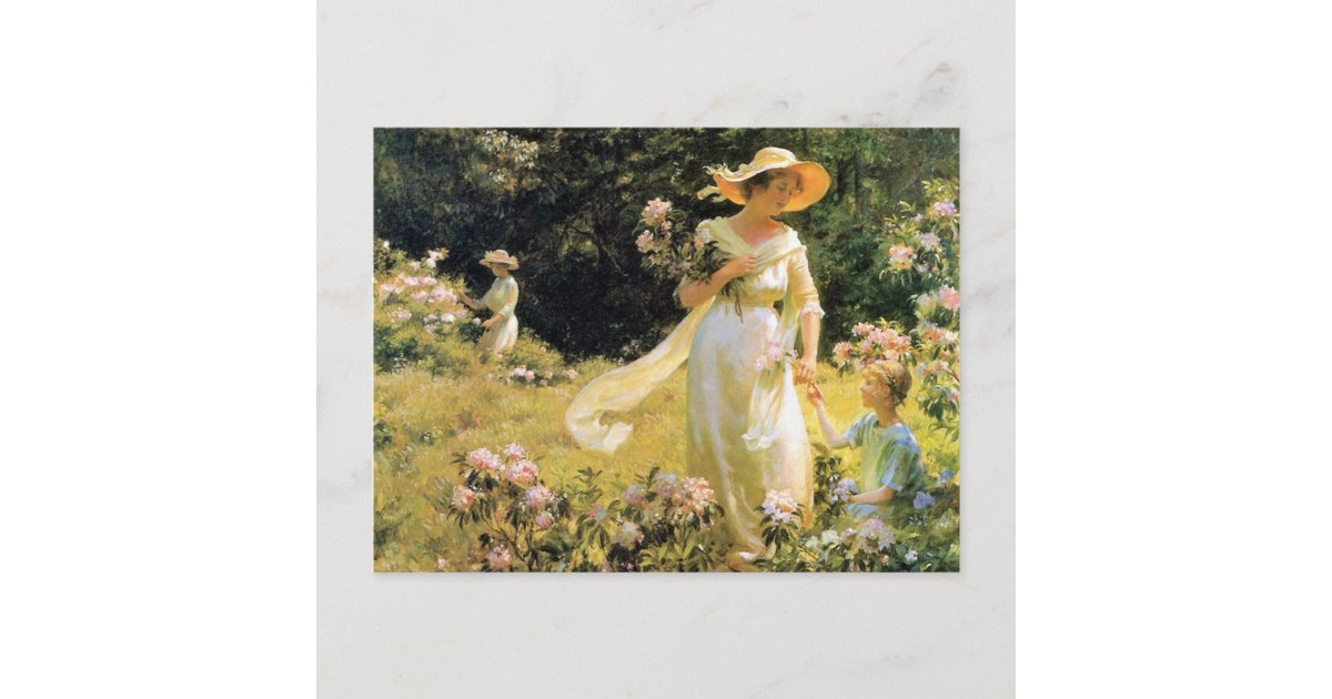 Laurel Blossoms Charles Curran Postcard | Zazzle