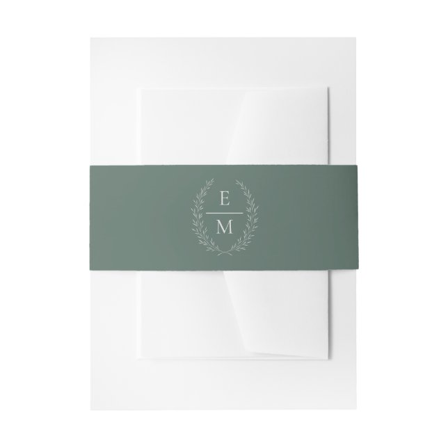 Laurel Boho Terracotta Monogram Wedding Band Invitation Belly Band (Front Example)