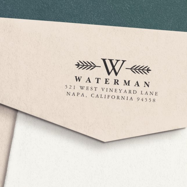 Laurel Branch Monogram Return Address Stamp (Creator Uploaded)