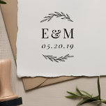 Laurel Branch  Monogram Wedding Save the Date Rubber Stamp<br><div class="desc">Custom-designed wedding save the date stamp featuring hand-drawn rustic laurel design. Personalize with bride and groom/couple's initials and wedding date. Perfect for rustic,  boho,  and greenery themed weddings.</div>