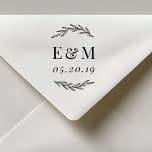 Laurel Branch  Monogram Wedding Save the Date Rubber Stamp<br><div class="desc">Custom-designed wedding save the date stamp featuring hand-drawn rustic laurel design. Personalize with bride and groom/couple's initials and wedding date. Perfect for rustic,  boho,  and greenery themed weddings.</div>