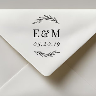 Laurel Branch  Monogram Wedding Save the Date Self-inking Stamp