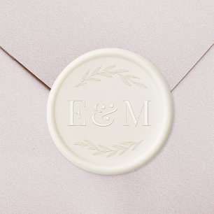 Laurel Branch Wedding Monogram Wax Seal Sticker