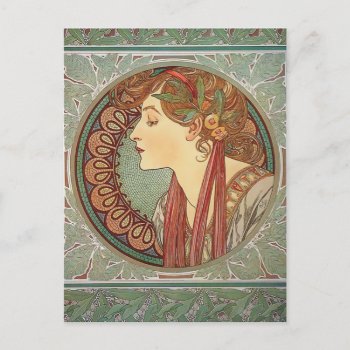 Laurel By Alphonse Mucha Art Nouveau Postcard by roughcollie at Zazzle
