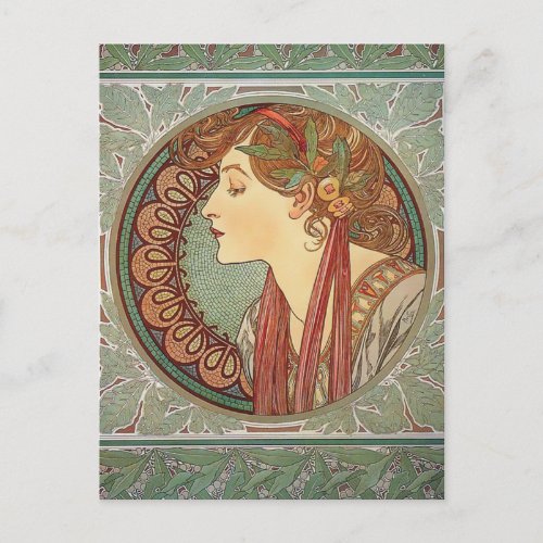Laurel by Alphonse Mucha art nouveau postcard