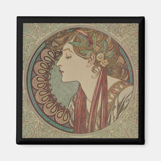 Laurel by Alphonse Mucha Magnet (Front)