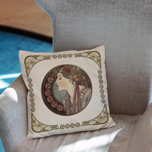  Laurel by Alphonse Mucha  Throw Pillow (Creator Uploaded)