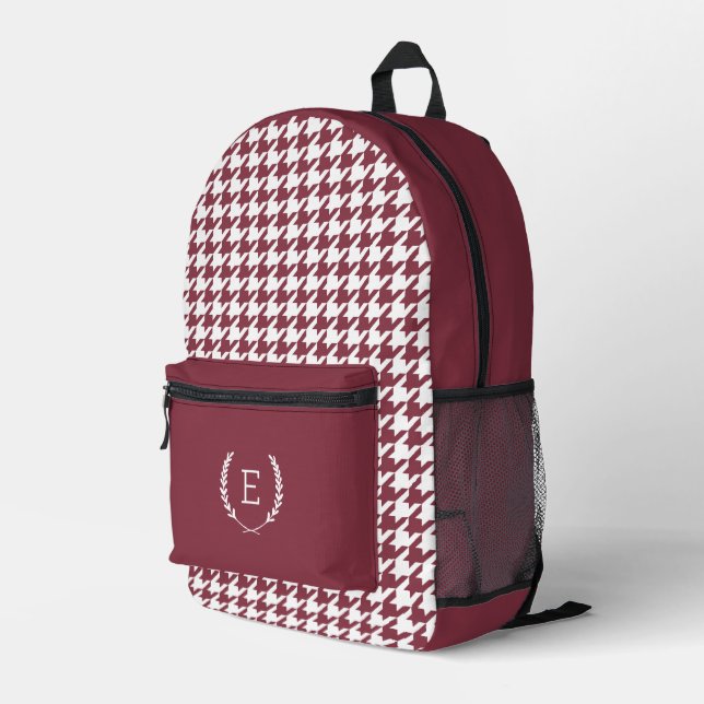 Laurel Crest Monogram Printed Backpack (Back Corner Right)
