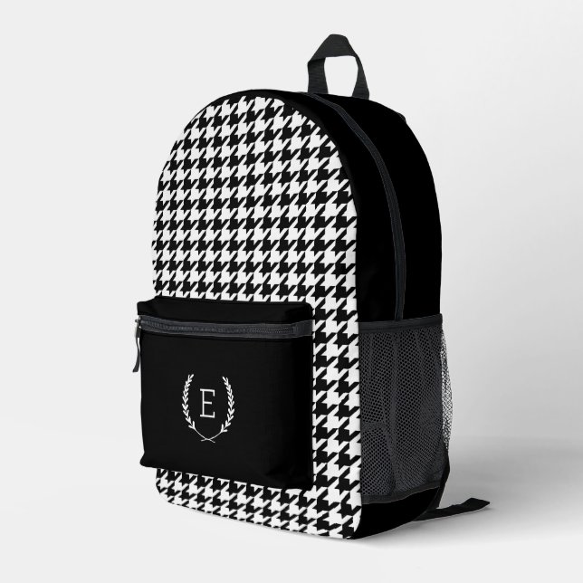 Laurel Crest Monogram Printed Backpack (Back Corner Right)