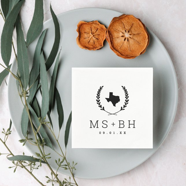 Laurel Crest Texas Wedding Monogram Napkins (Creator Uploaded)
