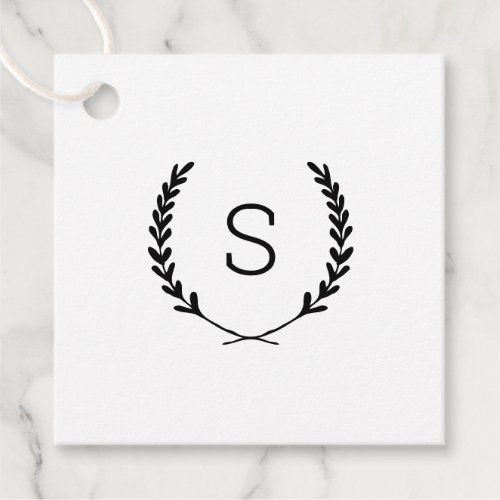 Laurel Crest Wedding Monogram Thank You Favor Tags