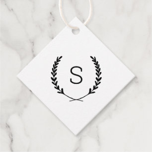 Laurel Crest Wedding Monogram Thank You Favor Tags