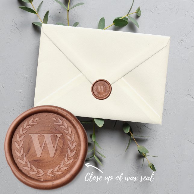 Laurel Crest Wreath Custom Monogram Initial  Wax Seal Sticker (Creator Uploaded)