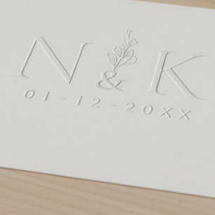Laurel Elegant Minimalist Wedding Monogram Embosser