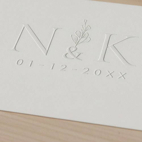 Laurel Elegant Minimalist Wedding Monogram Embosser