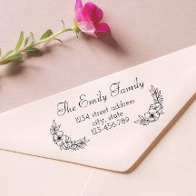 Laurel Family Name Return Address Rubber Stamp