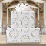 Laurel Garland Christian Gold Cross Wrapping Paper<br><div class="desc">Featuring a gold Christian cross enclosed in a delicate laurel greenery garland. Perfect for baptisms,  christenings,  holy communions and any other Christian event.  Designed by Thisisnotme©</div>