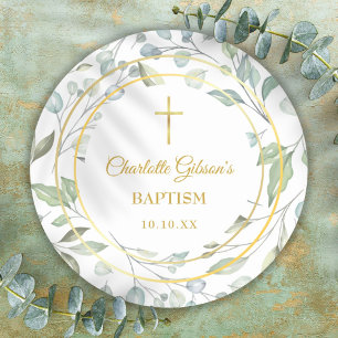 Laurel Garland Faux Gold Foil Baptism Christening Classic Round Sticker