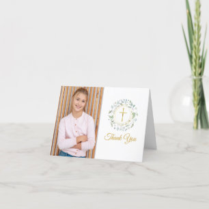 Laurel Garland First Holy Communion Photo Thank Yo Letterpress Thank You Card