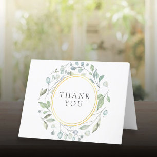 Laurel Garland Floral Elegant Faux Gold Foil Thank You Card