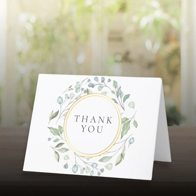 Laurel Garland Floral Elegant Faux Gold Foil Thank You Card (Laurel Garland Floral Elegant Faux Gold Foil Thank You Card)