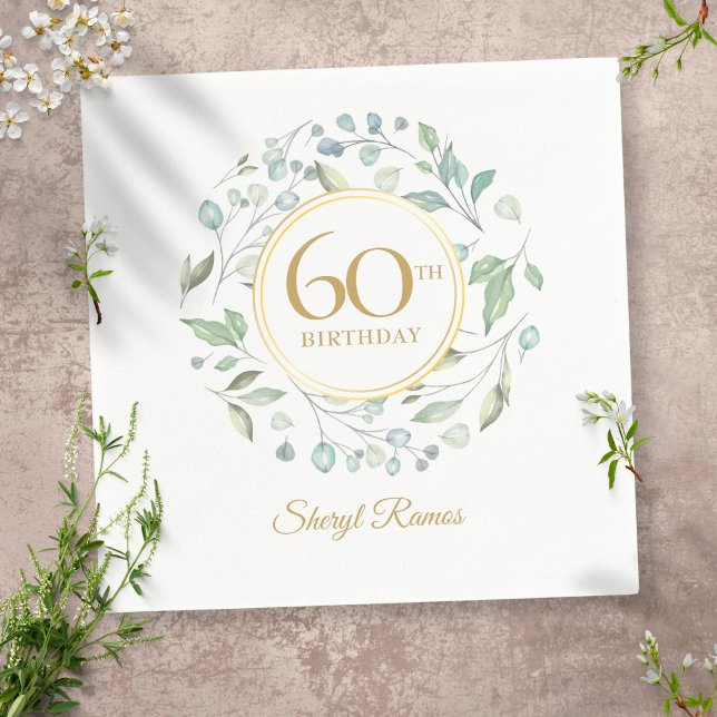Laurel Garland Gold 60th Birthday Napkins (Creator Uploaded)