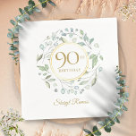 Laurel Garland Gold 90th Birthday Napkins<br><div class="desc">A decorative laurel garland encircles a faux gold foil border containing 90 years age birthday text and below your personalised name. Designed by Thisisnotme©</div>