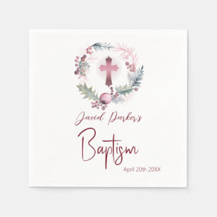 Laurel Garland rose Gold Baptism Christening Napkins