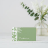 Laurel Green Hawaiian Tropical Hibiscus; Palm Business Card (Standing Front)