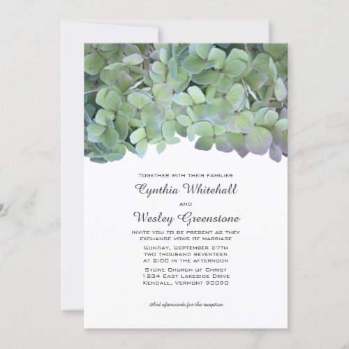 Laurel Green Hydrangea Wedding Traditional Invites