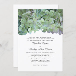 Laurel Green Hydrangea Wedding Traditional Invites