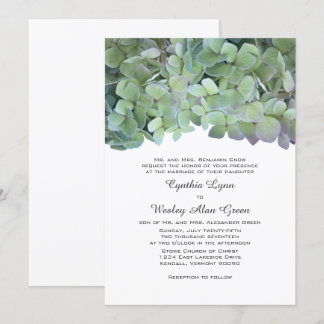 Laurel Green Hydrangea Wedding Traditional Invites