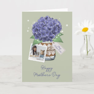 Laurel Green Purple Flower 2 Photo Mother's Day Card