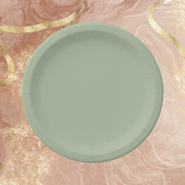 Laurel Green Solid Color Paper Plates (Creator Uploaded)